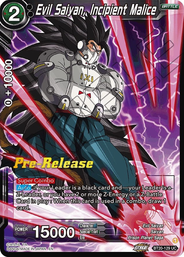 Evil Saiyan, Incipient Malice (BT20-129) [Power Absorbed Prerelease Promos] | Tables and Towers