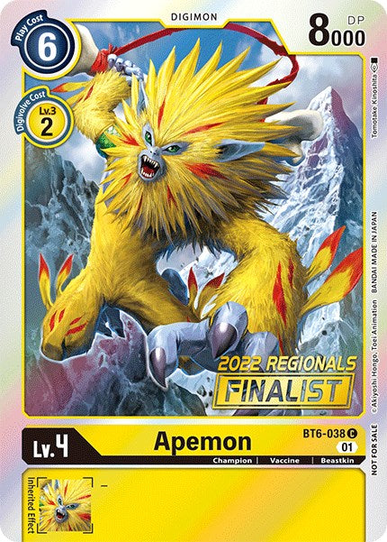 Apemon [BT6-038] (2022 Championship Online Regional) (Online Finalist) [Double Diamond Promos] | Tables and Towers