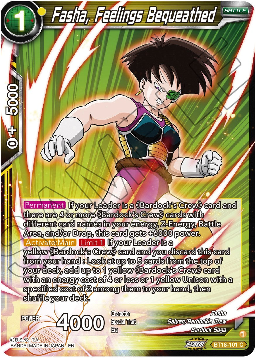 Fasha, Feelings Bequeathed (BT18-101) [Dawn of the Z-Legends] | Tables and Towers