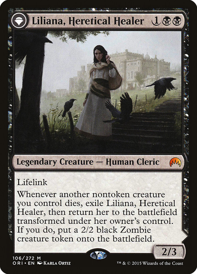 Liliana, Heretical Healer // Liliana, Defiant Necromancer [Magic Origins] | Tables and Towers