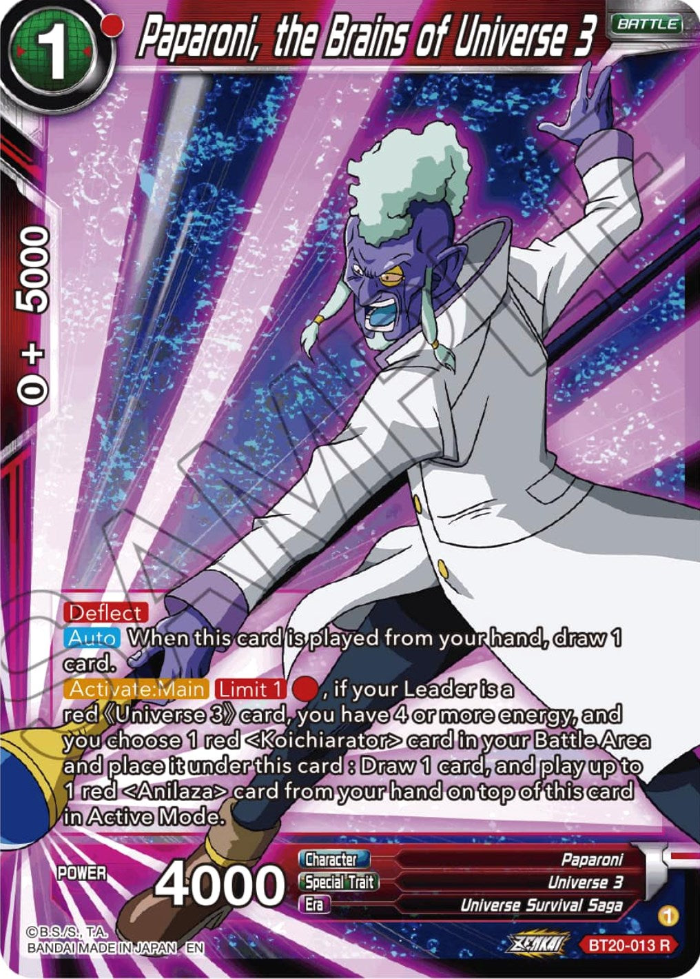 Paparoni, the Brains of Universe 3 (BT20-013) [Power Absorbed] | Tables and Towers