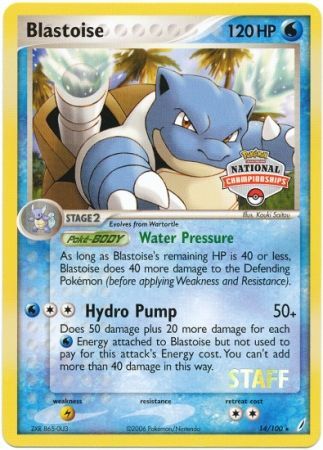 Blastoise (14/100) (National Championship Promo Staff) [EX: Crystal Guardians] | Tables and Towers