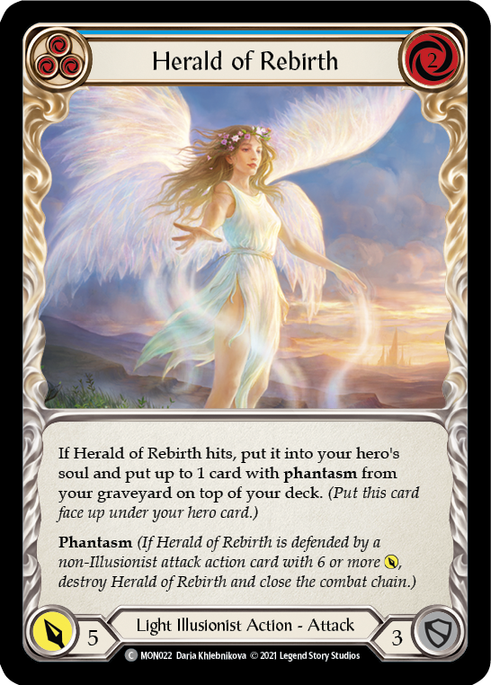 Herald of Rebirth (Blue) [MON022] (Monarch)  1st Edition Normal | Tables and Towers