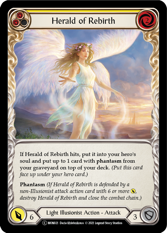 Herald of Rebirth (Yellow) [U-MON021-RF] (Monarch Unlimited)  Unlimited Rainbow Foil | Tables and Towers