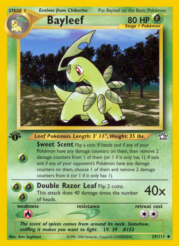 Bayleef (29/111) [Neo Genesis 1st Edition] | Tables and Towers