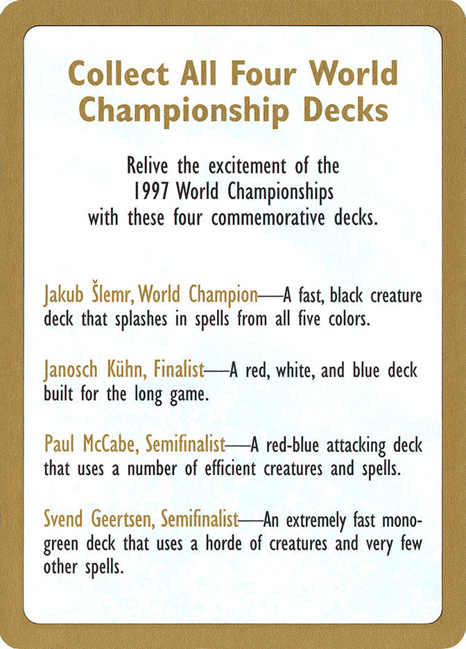 1997 World Championships Ad [World Championship Decks 1997] | Tables and Towers