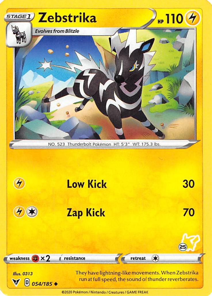 Zebstrika (054/185) (Pikachu Stamp #25) [Battle Academy 2022] | Tables and Towers