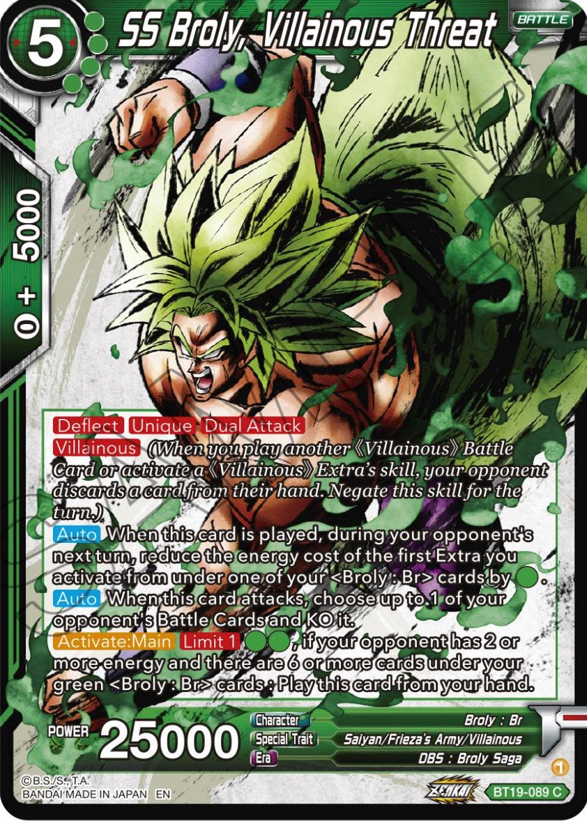 SS Broly, Villainous Threat (BT19-089) [Fighter's Ambition] | Tables and Towers