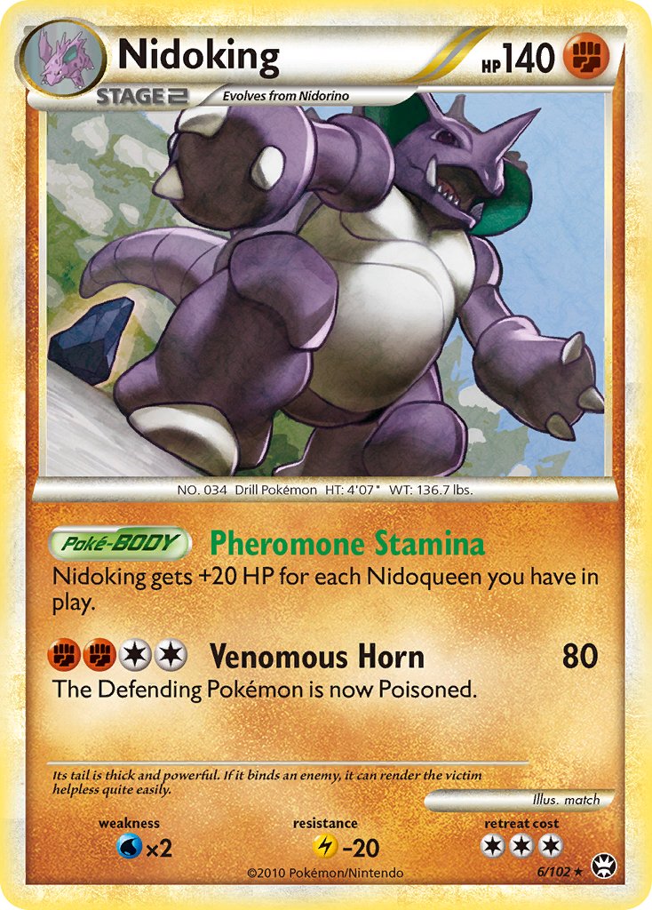 Nidoking (6/102) (Cracked Ice Holo) (Theme Deck Exclusive) [HeartGold & SoulSilver: Triumphant] | Tables and Towers