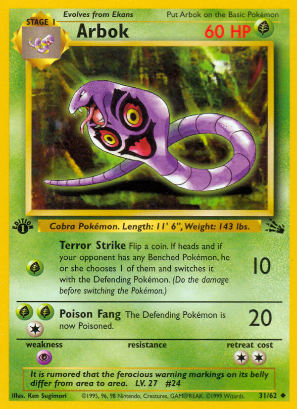 Arbok (31/62) [Fossil 1st Edition] | Tables and Towers