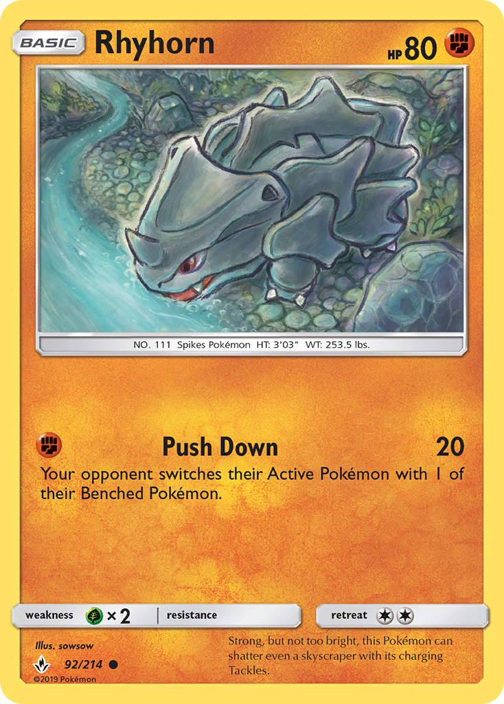 Rhyhorn (92/214) [Sun & Moon: Unbroken Bonds] | Tables and Towers