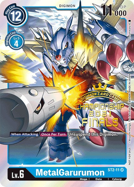 MetalGarurumon [ST2-11] (2021 Championship Finals Event Pack Alt-Art Gold Stamp Set) [Starter Deck: Cocytus Blue Promos] | Tables and Towers