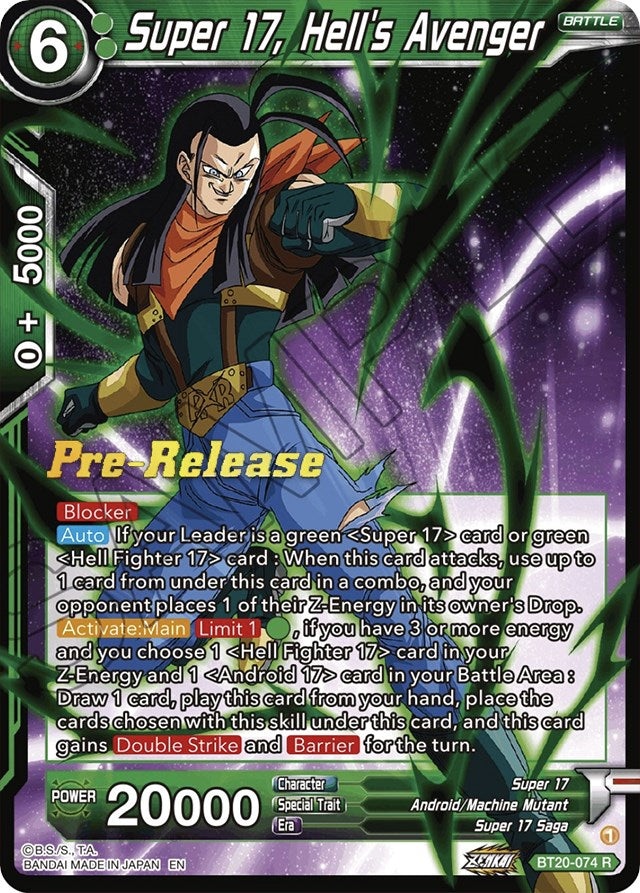 Super 17, Hell's Avenger (BT20-074) [Power Absorbed Prerelease Promos] | Tables and Towers