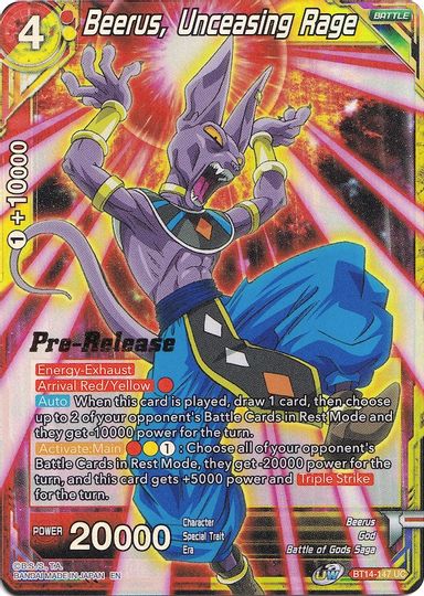 Beerus, Unceasing Rage (BT14-147) [Cross Spirits Prerelease Promos] | Tables and Towers