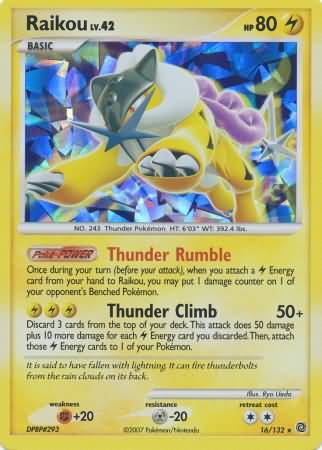 Raikou (16/132) (Cracked Ice Holo) [Diamond & Pearl: Secret Wonders] | Tables and Towers