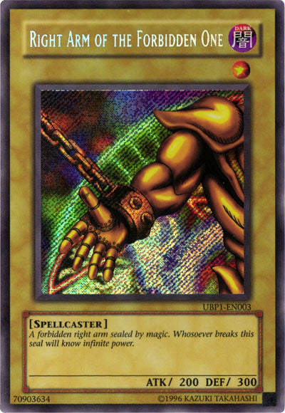 Right Arm of the Forbidden One [UBP1-EN003] Secret Rare | Tables and Towers