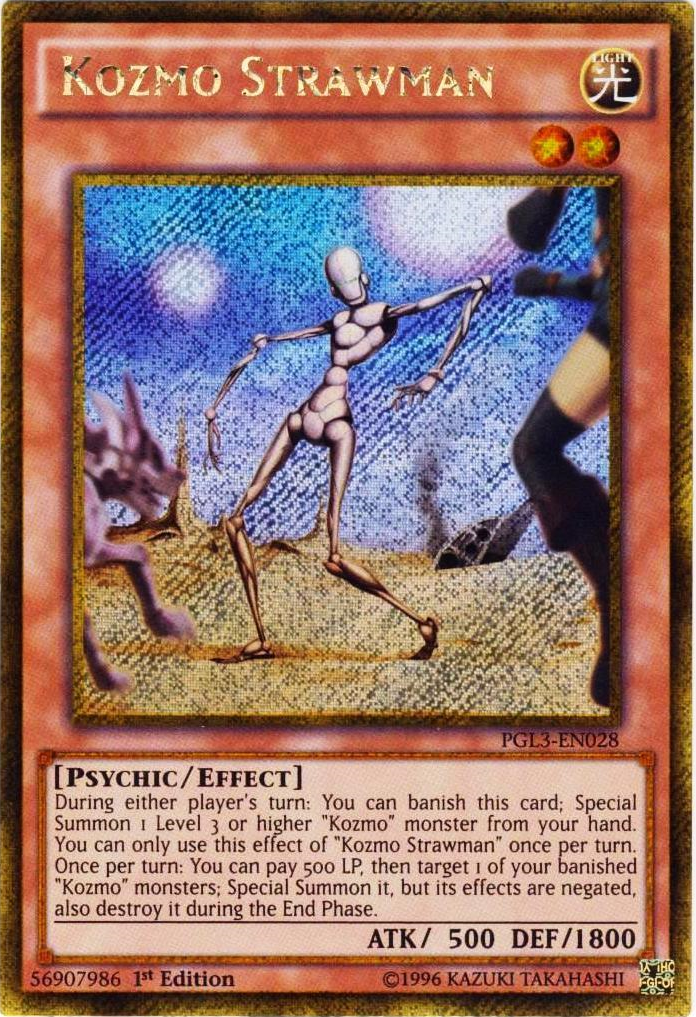 Kozmo Strawman [PGL3-EN028] Gold Secret Rare | Tables and Towers