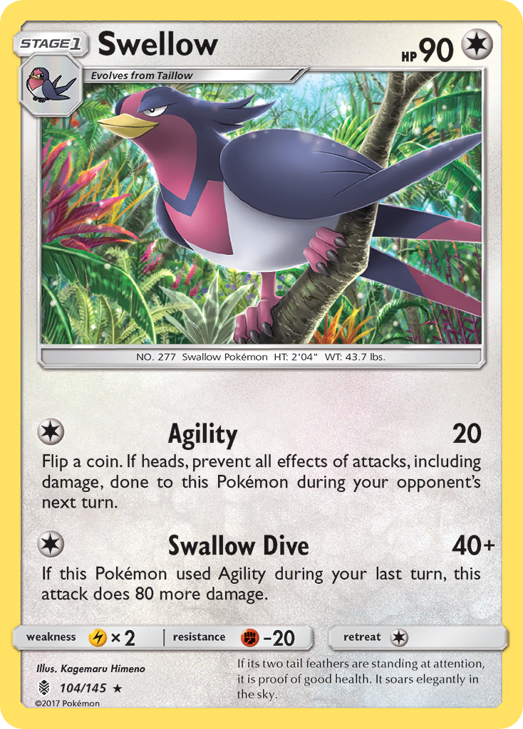 Swellow (104/145) [Sun & Moon: Guardians Rising] | Tables and Towers