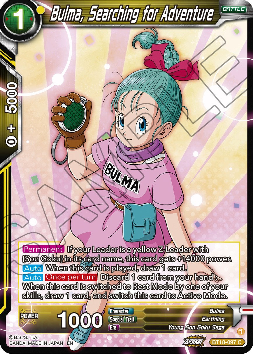 Bulma, Searching for Adventure (BT18-097) [Dawn of the Z-Legends] | Tables and Towers