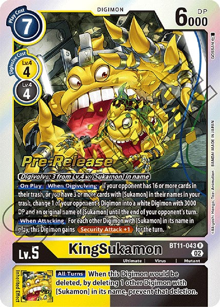 KingSukamon [BT11-043] [Dimensional Phase Pre-Release Promos] | Tables and Towers