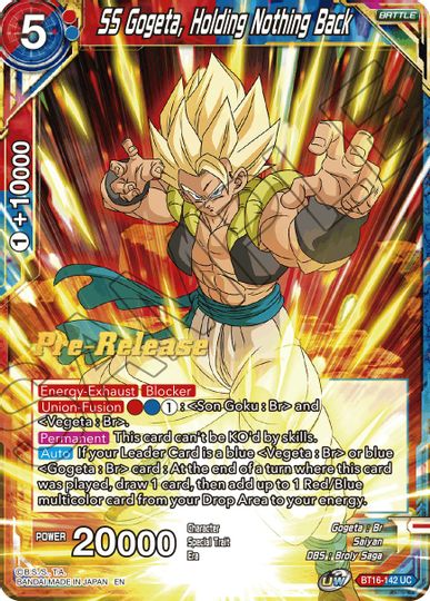 SS Gogeta, Holding Nothing Back (BT16-142) [Realm of the Gods Prerelease Promos] | Tables and Towers