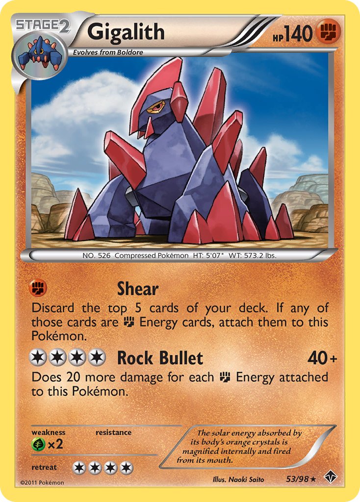 Gigalith (53/98) (Cracked Ice Holo) (Blister Exclusive) [Black & White: Emerging Powers] | Tables and Towers