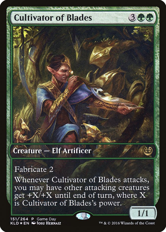 Cultivator of Blades (Game Day) (Full Art) [Kaladesh Promos] | Tables and Towers