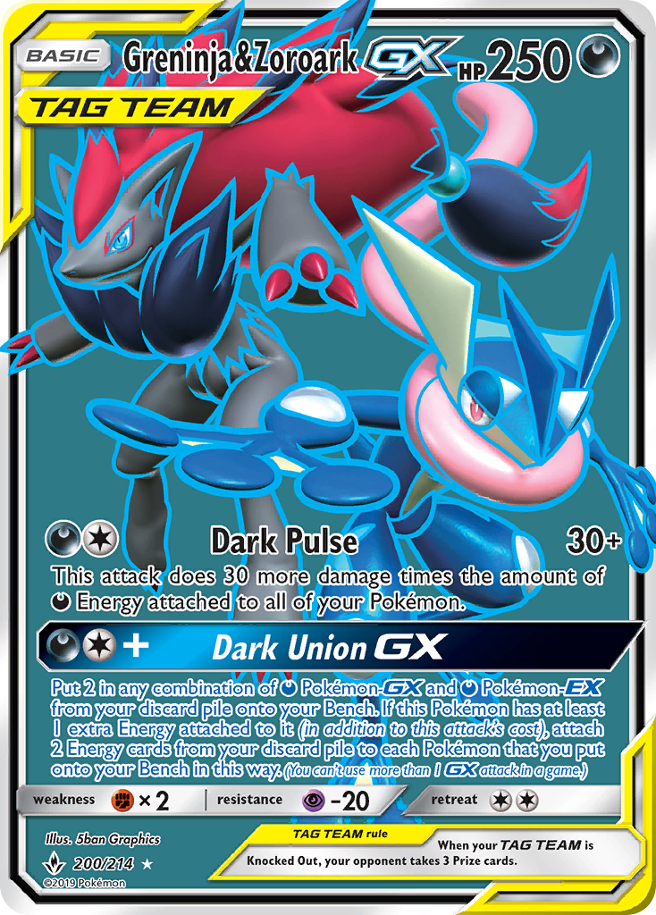 Greninja & Zoroark GX (200/214) [Sun & Moon: Unbroken Bonds] | Tables and Towers