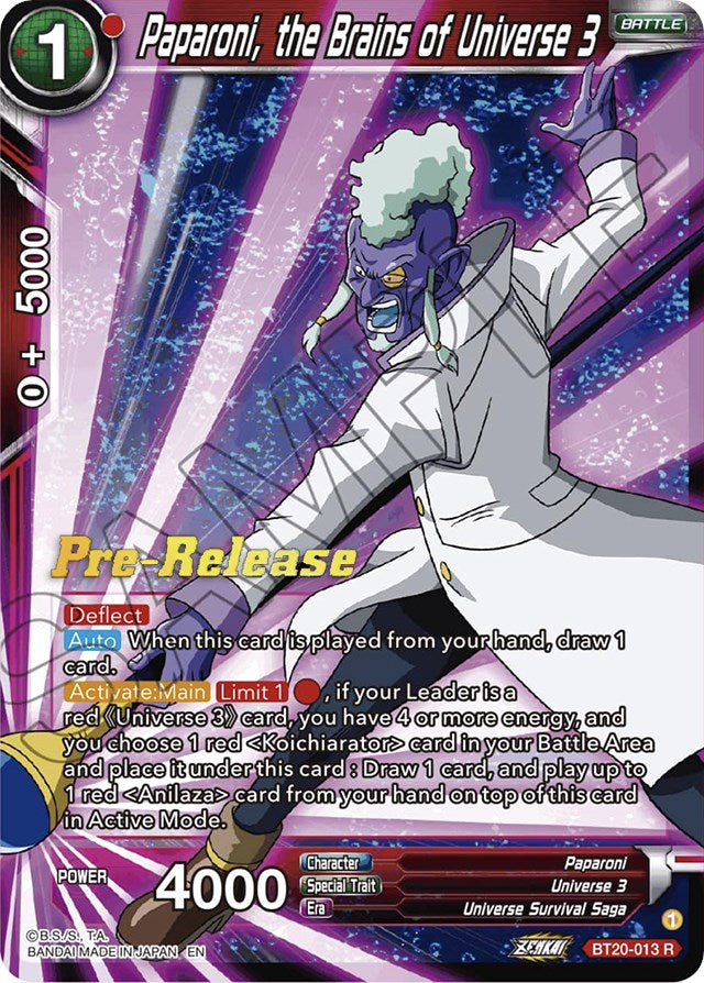 Paparoni, the Brains of Universe 3 (BT20-013) [Power Absorbed Prerelease Promos] | Tables and Towers