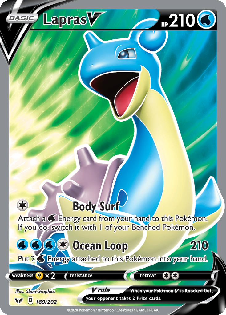 Lapras V (189/202) [Sword & Shield: Base Set] | Tables and Towers