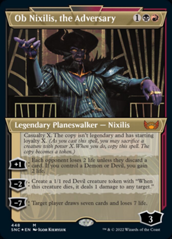 Ob Nixilis, the Adversary (Showcase Art Deco Foil Etched) [Streets of New Capenna] | Tables and Towers