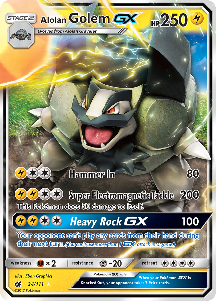 Alolan Golem GX (34/111) [Sun & Moon: Crimson Invasion] | Tables and Towers