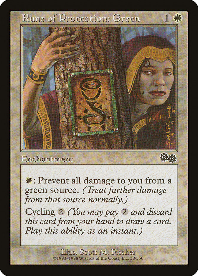 Rune of Protection: Green [Urza's Saga] | Tables and Towers