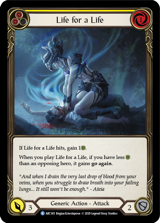 Life for a Life (Yellow) [U-ARC165] (Arcane Rising Unlimited)  Unlimited Rainbow Foil | Tables and Towers