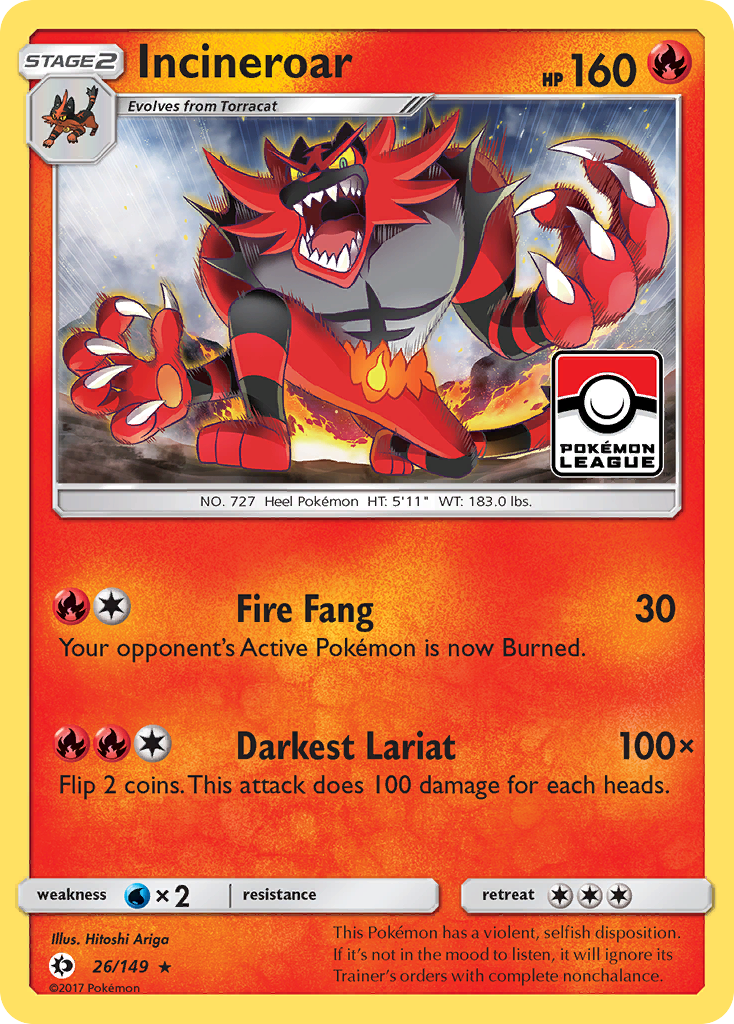 Incineroar (26/149) [Sun & Moon: Base Set] | Tables and Towers