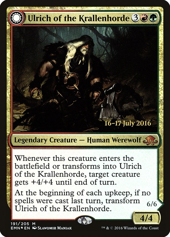 Ulrich of the Krallenhorde // Ulrich, Uncontested Alpha [Eldritch Moon Prerelease Promos] | Tables and Towers