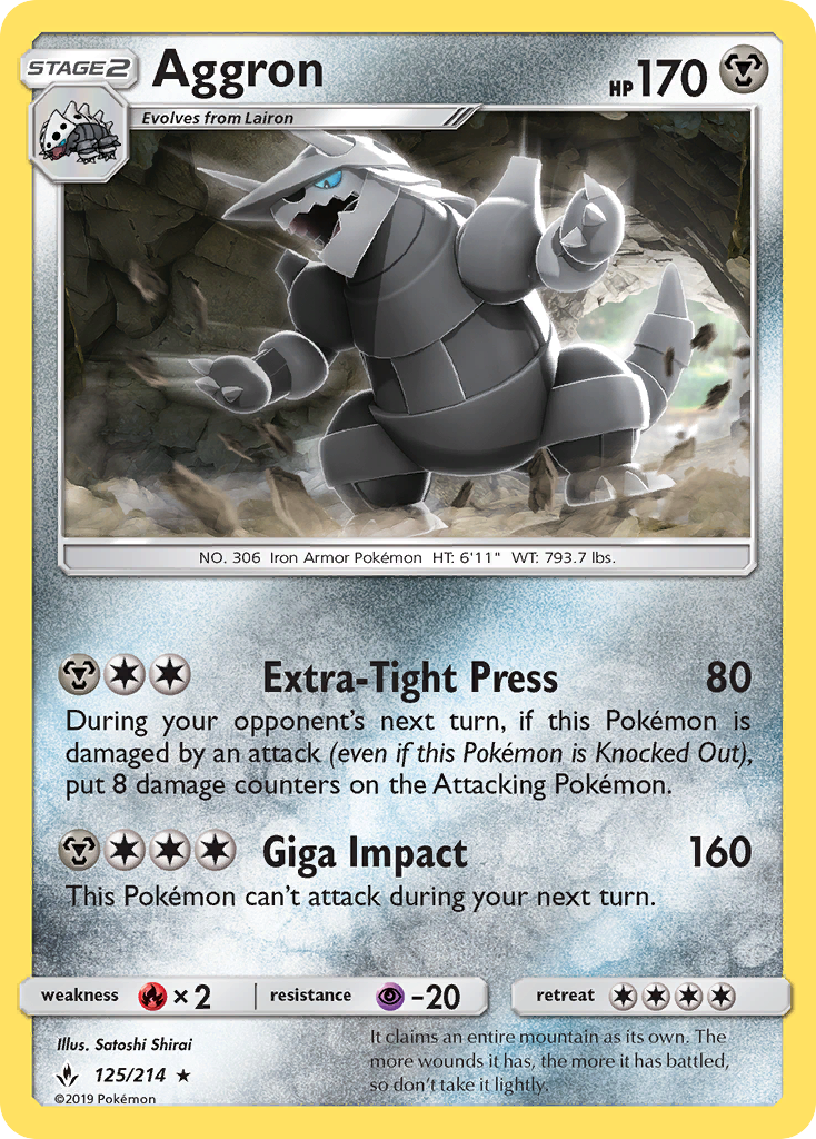 Aggron (125/214) [Sun & Moon: Unbroken Bonds] | Tables and Towers