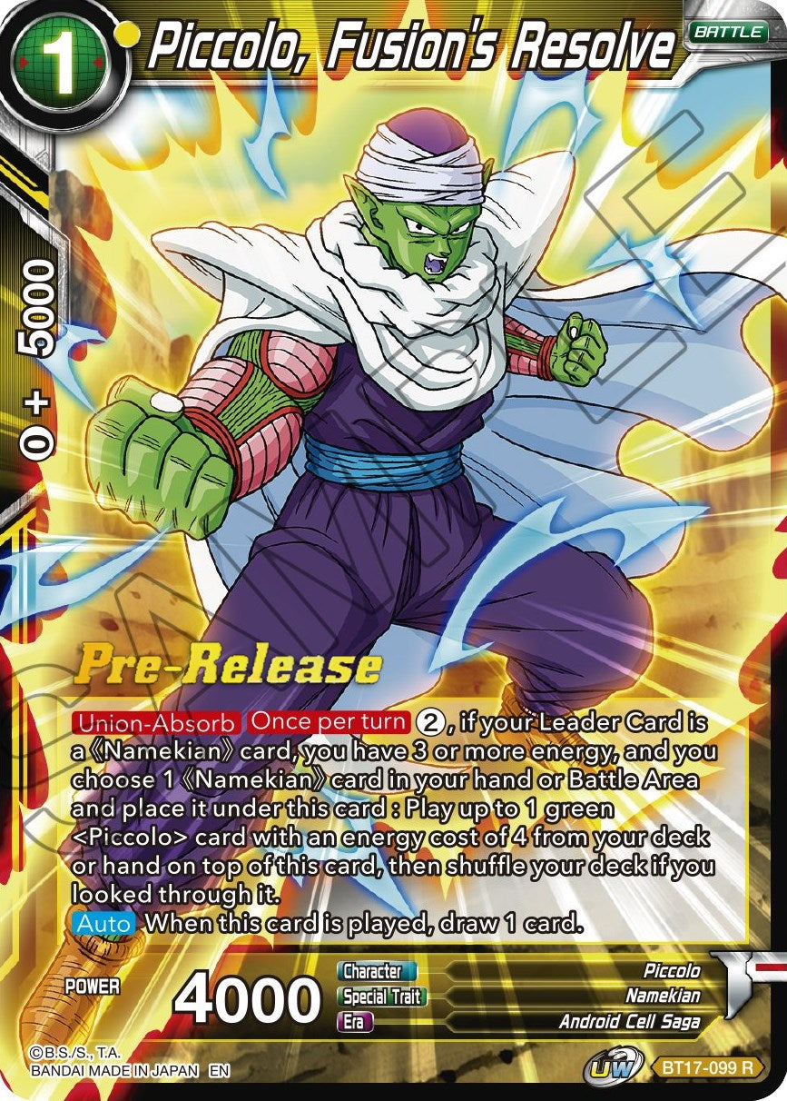 Piccolo, Fusion's Resolve (BT17-099) [Ultimate Squad Prerelease Promos] | Tables and Towers