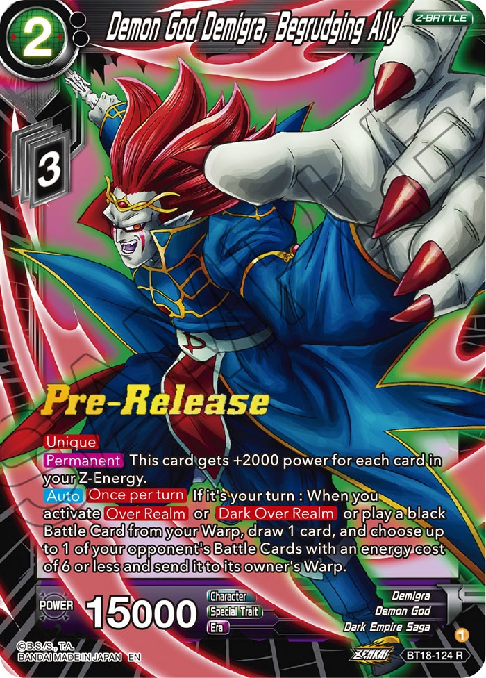 Demon God Demigra, Begrudging Ally (BT18-124) [Dawn of the Z-Legends Prerelease Promos] | Tables and Towers