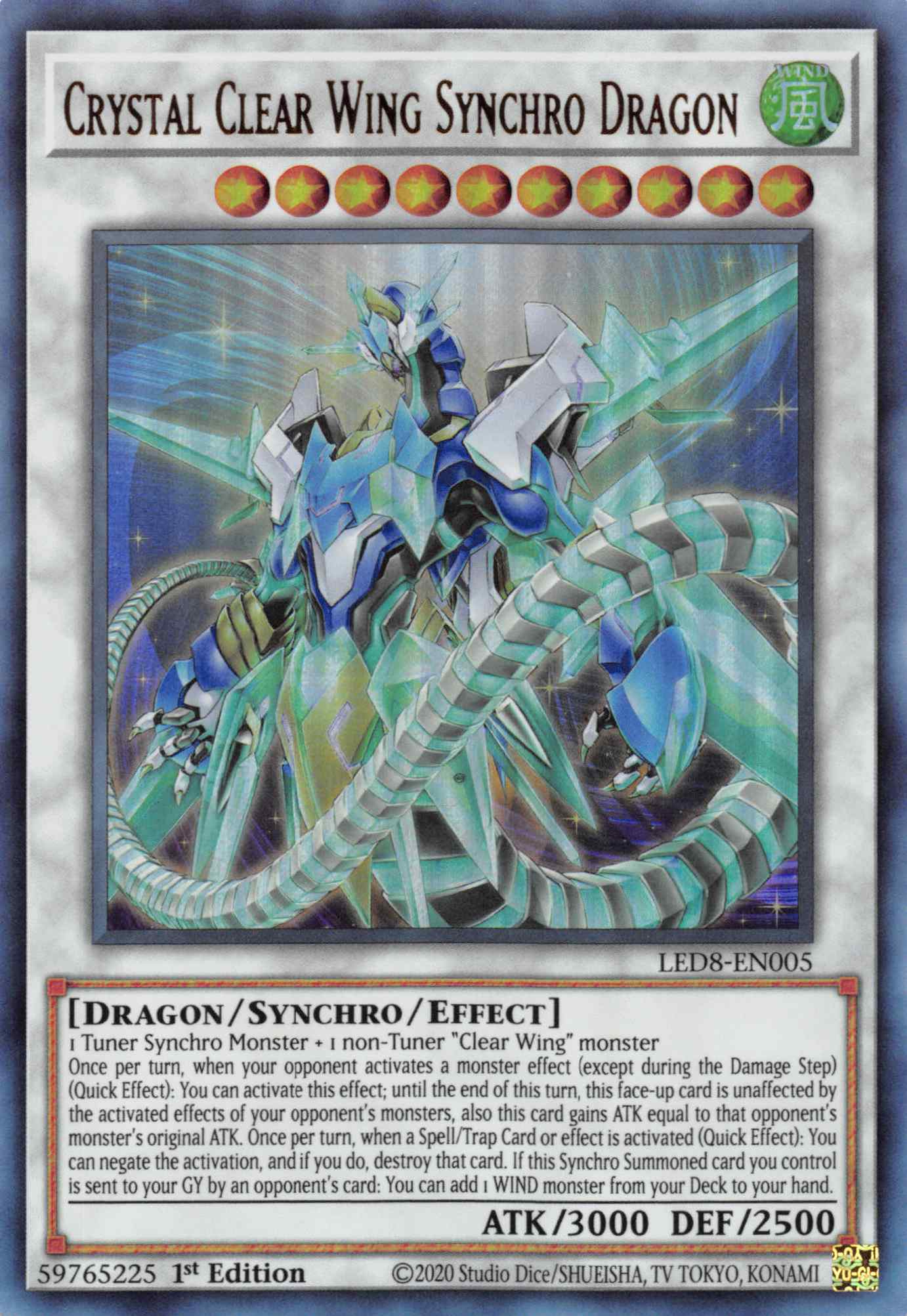 Crystal Clear Wing Synchro Dragon [LED8-EN005] Ultra Rare | Tables and Towers