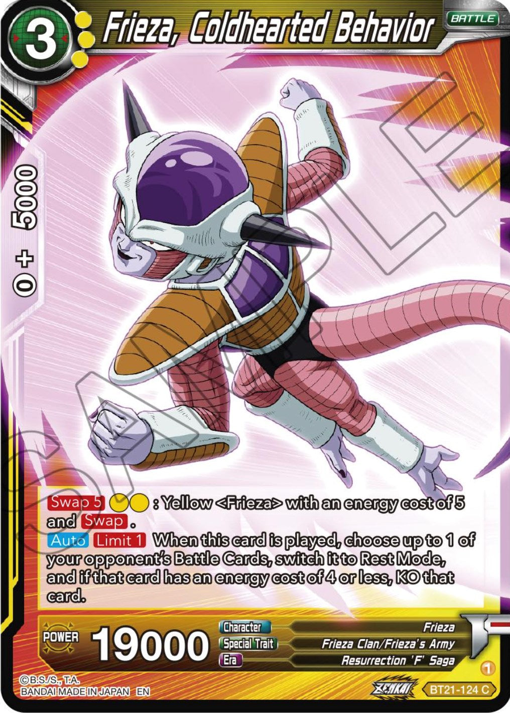 Frieza, Coldhearted Behavior (BT21-124) [Wild Resurgence] | Tables and Towers