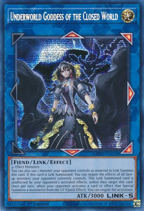 Underworld Goddess of the Closed World [MP22-EN028] Prismatic Secret Rare | Tables and Towers