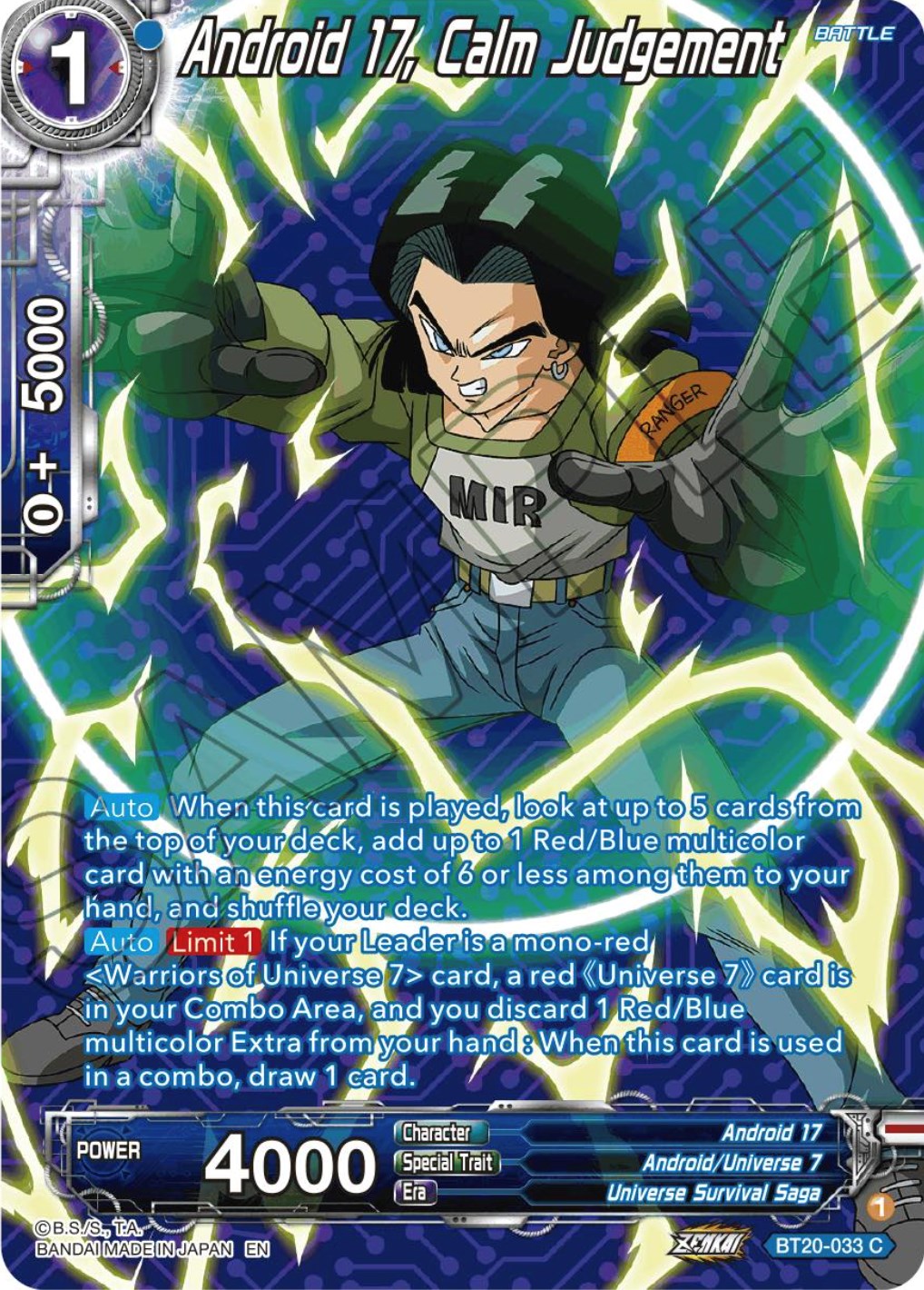 Android 17, Calm Judgement (Silver Foil) (BT20-033) [Power Absorbed] | Tables and Towers