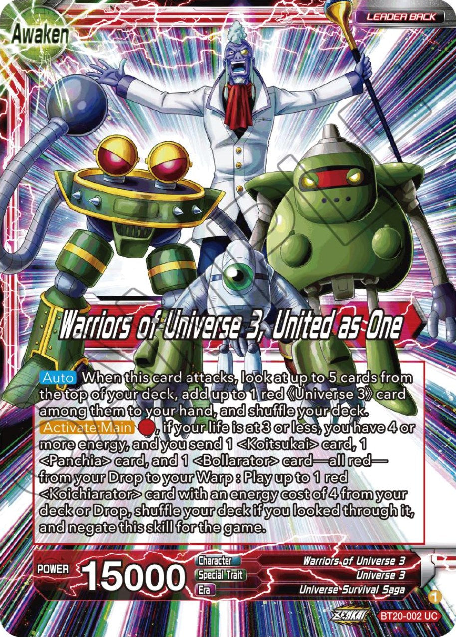 Paparoni // Warriors of Universe 3, United as One (BT20-002) [Power Absorbed] | Tables and Towers