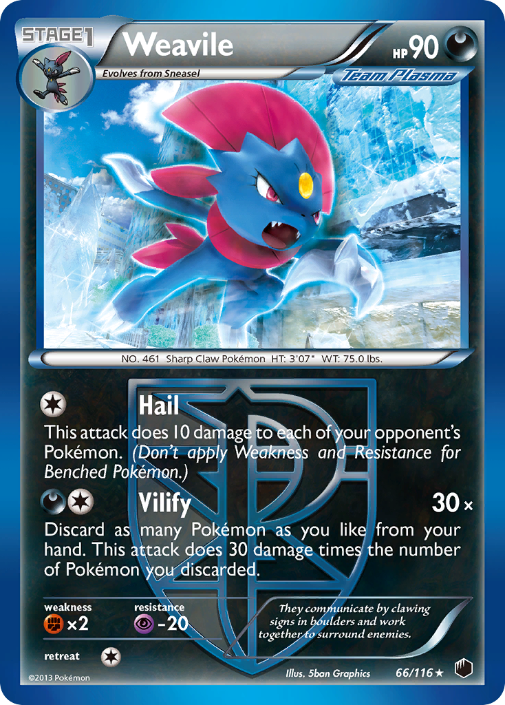 Weavile (66/116) [Black & White: Plasma Freeze] | Tables and Towers