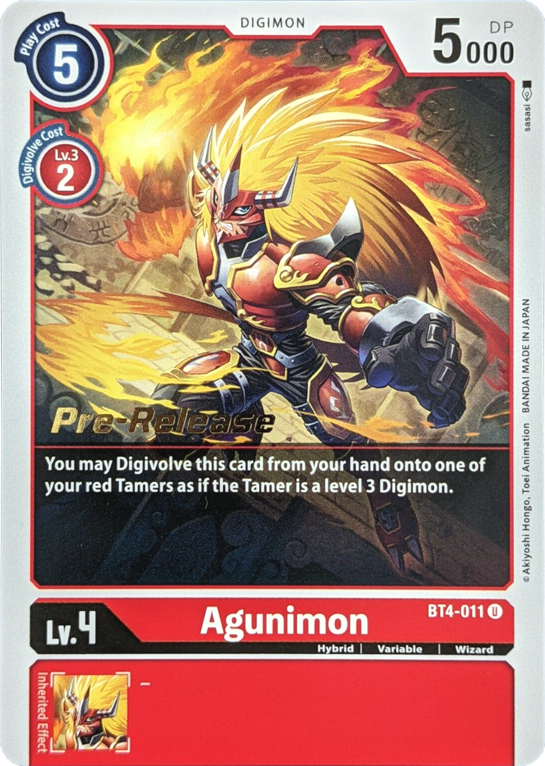 Agunimon [BT4-011] [Great Legend Pre-Release Promos] | Tables and Towers