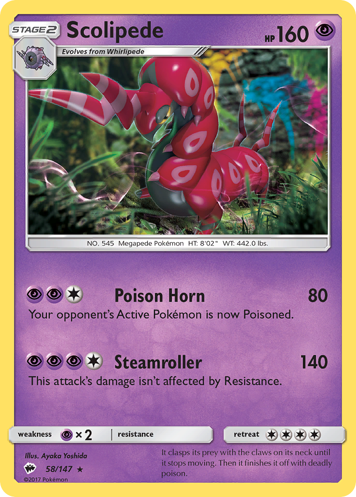 Scolipede (58/147) [Sun & Moon: Burning Shadows] | Tables and Towers