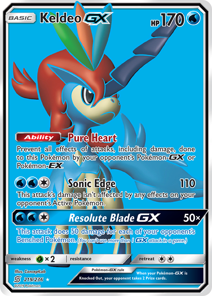 Keldeo GX (219/236) [Sun & Moon: Unified Minds] | Tables and Towers