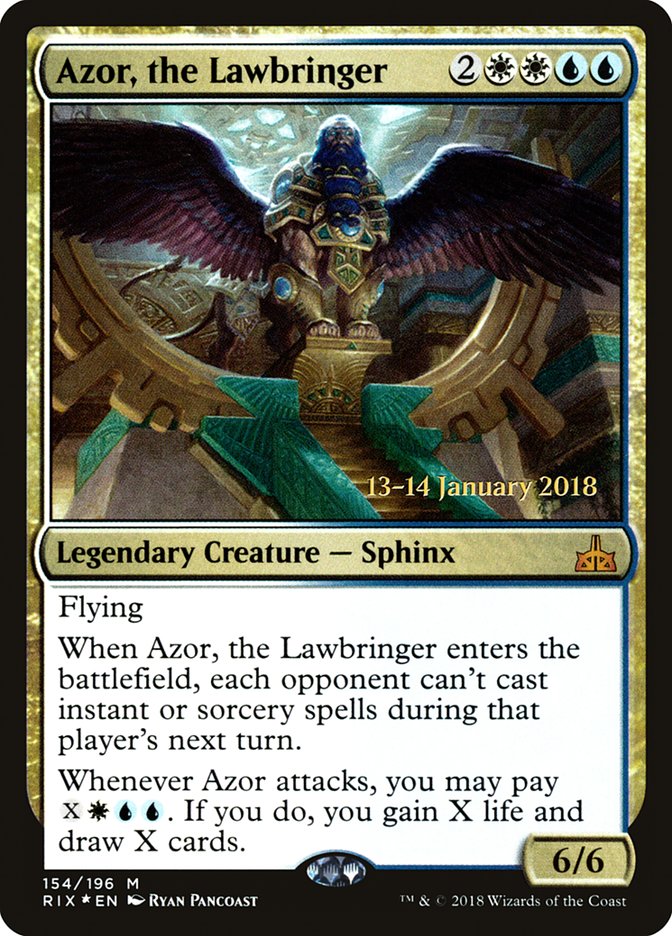 Azor, the Lawbringer [Rivals of Ixalan Prerelease Promos] | Tables and Towers