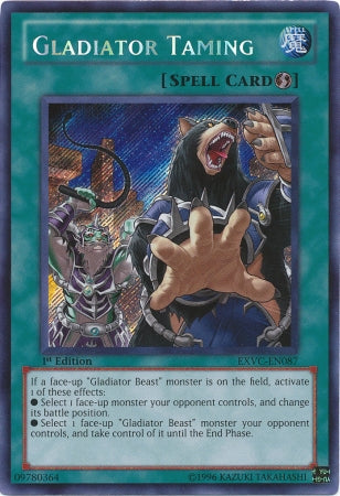 Gladiator Taming [EXVC-EN087] Secret Rare | Tables and Towers